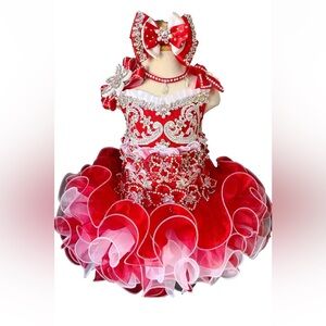 New 3T extravagant red pageant dress